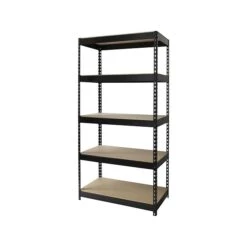 Iron Horse 3800 Rivet 5-Shelf Steel/Particle Board Unit, 36"W, Black (17127)