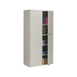 Global 9300 72" Steel Storage Cabinet With Four Shelves, Light Gray (9336-S72L-LGR)