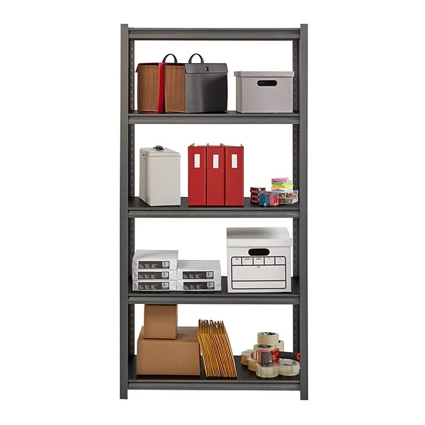 Iron Horse 3200 Concealed Rivet 5-Shelf Metal Stand Alone Shelving Unit, 36" W, Gray (20996) 3 Iron Horse 3200 Concealed Rivet 5-Shelf Metal Stand Alone Shelving Unit, 36" W, Gray (20996) - Image 3