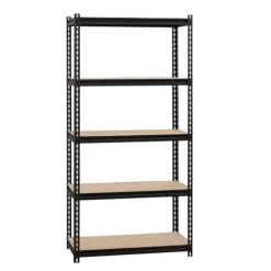 Iron Horse 2300 Lb. Rivet Series 5-Shelf Metal/Particle Board Shelving Unit, 36" W, Black (20992)