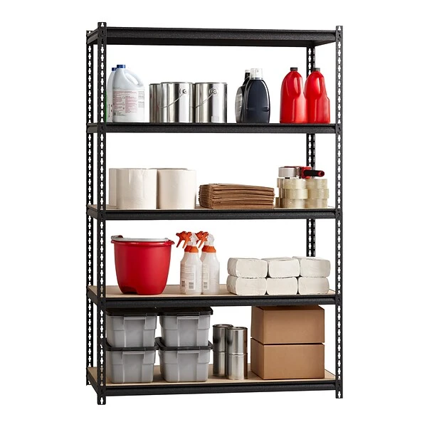 Iron Horse 2300 Lb. Rivet Series 5-Shelf Metal/Particle Board Shelving Unit, 48" W, Black (20994) 2 Iron Horse 2300 Lb. Rivet Series 5-Shelf Metal/Particle Board Shelving Unit, 48" W, Black (20994) - Image 2