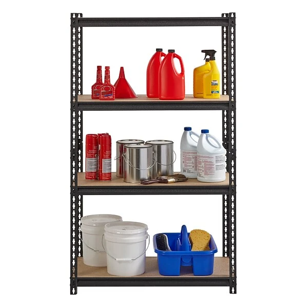 Iron Horse 2300 Lb. Rivet Series 4-Shelf Metal/Particle Board Shelving Unit, 36" W, Black (20991) 2 Iron Horse 2300 Lb. Rivet Series 4-Shelf Metal/Particle Board Shelving Unit, 36" W, Black (20991) - Image 2