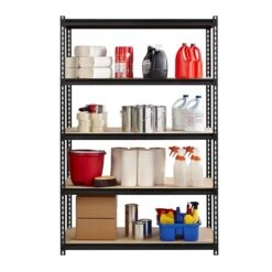 Iron Horse 2300 Lb. Rivet Series 5-Shelf Metal/Particle Board Shelving Unit, 48" W, Black (20994)