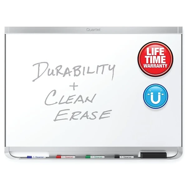 Quartet Prestige 2 DuraMax Porcelain Dry-Erase Whiteboard, Aluminum Frame, 6' X 4' (P557AP2) 1 Quartet Prestige 2 DuraMax Porcelain Dry-Erase Whiteboard, Aluminum Frame, 6' X 4' (P557AP2)