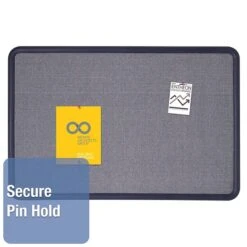 Quartet Contour Fabric Bulletin Board, Navy Frame, 3'H X 4'W (7694BE)
