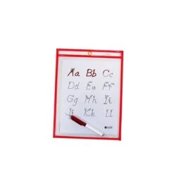 C-Line® Reusable Dry Erase Pocket, Neon Red, 9" X 12", Bundle Of 10 (CLI40814)