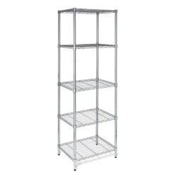 Honey-Can-Do 5-Tier Shelving Unit, 24"W, Chrome (SHF-01054)