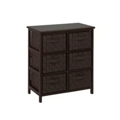 Honey Can Do Woven Strap 6 Drawer Chest With Wooden Frame, Espresso Black ( TBL-03759 )