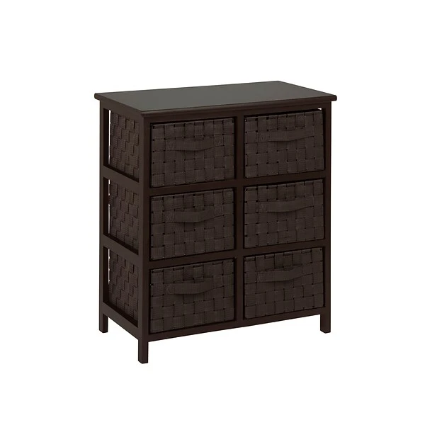 Honey Can Do Woven Strap 6 Drawer Chest With Wooden Frame, Espresso Black ( TBL-03759 ) 1 Honey Can Do Woven Strap 6 Drawer Chest With Wooden Frame, Espresso Black ( TBL-03759 )