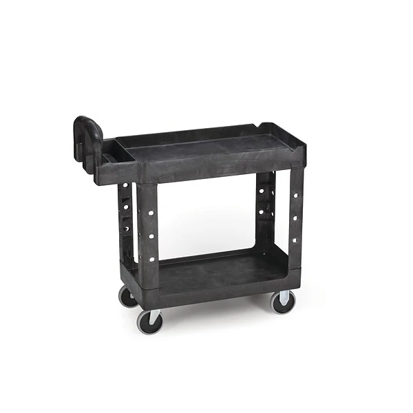 Rubbermaid 2 Lipped Shelf Utility Cart, Black (FG450088BLA) 1 Rubbermaid 2 Lipped Shelf Utility Cart, Black (FG450088BLA)