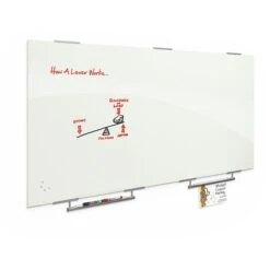 Best-Rite Visionary Magnetic Glass Dry Erase Whiteboard With Exo Tray System, 47.24" X 94.49", White (83846-2X576)
