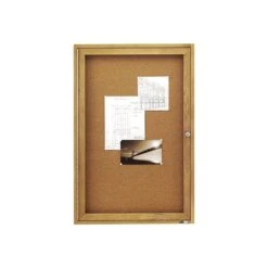 Quartet Cork Enclosed Bulletin Board, Oak Frame, 3' X 2' (363)