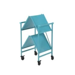 COSCO Outdoor Living INTELLIFIT Outdoor Or Indoor Folding Serving Cart With 2 Shelves, Teal (87602TEA1E)
