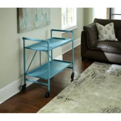 COSCO Outdoor Living INTELLIFIT Outdoor Or Indoor Folding Serving Cart With 2 Shelves, Teal (87602TEA1E) -Prepa Furniture Shop sp60784693 s7