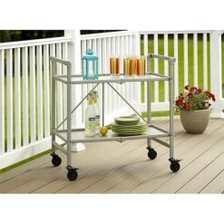 COSCO Outdoor Living INTELLIFIT Outdoor Or Indoor Folding Serving Cart With 2 Shelves, Silver (87602SVR1E) -Prepa Furniture Shop sp60784695 s7