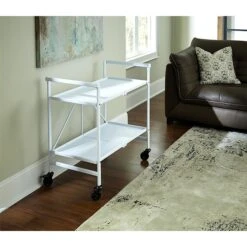 COSCO Outdoor Living INTELLIFIT Outdoor Or Indoor Folding Serving Cart With 2 Shelves, White (87602WHT1E) -Prepa Furniture Shop sp60784810 s7