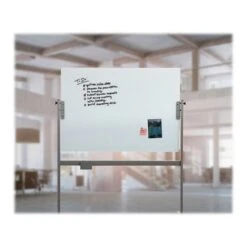 U Brands Glass Mobile Dry-Erase Whiteboard, 4' X 3' (2914U00-01)