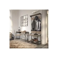 Bush Furniture Refinery 20.71" Shoe Storage Bench, Rustic Gray/Charred Brown (RFS232RG-03) -Prepa Furniture Shop sp63969888 s7