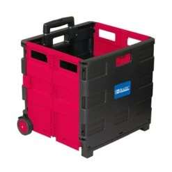 Bazic Hinged Lid Folding Cart On Wheels, Red/Black (BAZ2199)