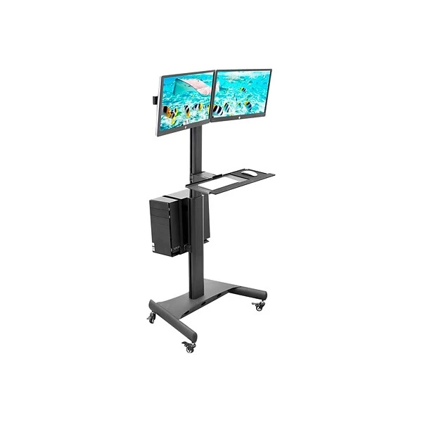 Mount-It! Metal Mobile A/V Cart With Swivel Wheels, Black (MI-7986) 1 Mount-It! Metal Mobile A/V Cart With Swivel Wheels, Black (MI-7986)