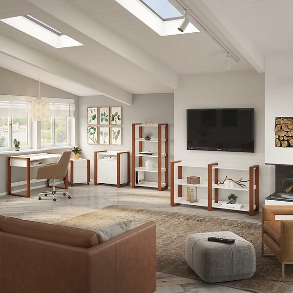 Kathy Ireland® Home By Bush Furniture Voss 31.75" Storage Cabinet With 1 Shelf, Cotton White/Serene Cherry (OSS129WC2-03) 5 Kathy Ireland® Home By Bush Furniture Voss 31.75" Storage Cabinet With 1 Shelf, Cotton White/Serene Cherry (OSS129WC2-03) - Image 5