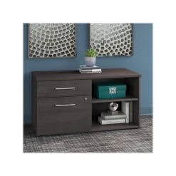 Bush Business Furniture Office 500 23.2" Storage Cabinet With Two Shelves, Storm Gray (OFS145SG)