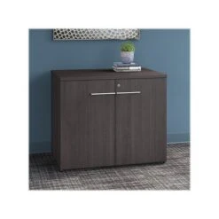 Bush Business Furniture Office 500 29.82" Storage Cabinet With Two Shelves, Storm Gray (OFS136SGSU)