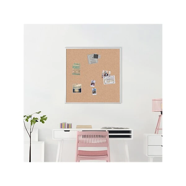 U Brands Cork Bulletin Board, Silver Frame, 3' X 3' (2877U00-01) 2 U Brands Cork Bulletin Board, Silver Frame, 3' X 3' (2877U00-01) - Image 2