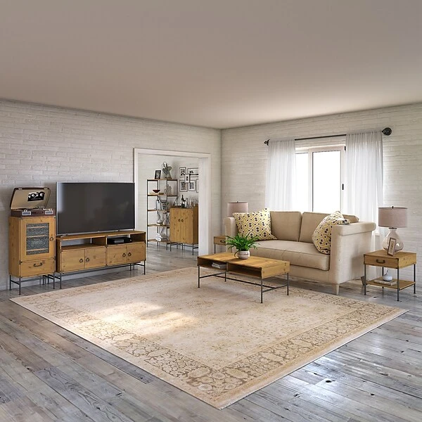 Kathy Ireland® Home By Bush Furniture Ironworks 42"H Storage Cabinet With Doors, Vintage Golden Pine (KI50109-03) 5 Kathy Ireland® Home By Bush Furniture Ironworks 42"H Storage Cabinet With Doors, Vintage Golden Pine (KI50109-03) - Image 5