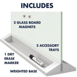 Quartet Magnetic Desktop Glass Dry-Erase Panel, White, 17" X 23" (GDP1723W)