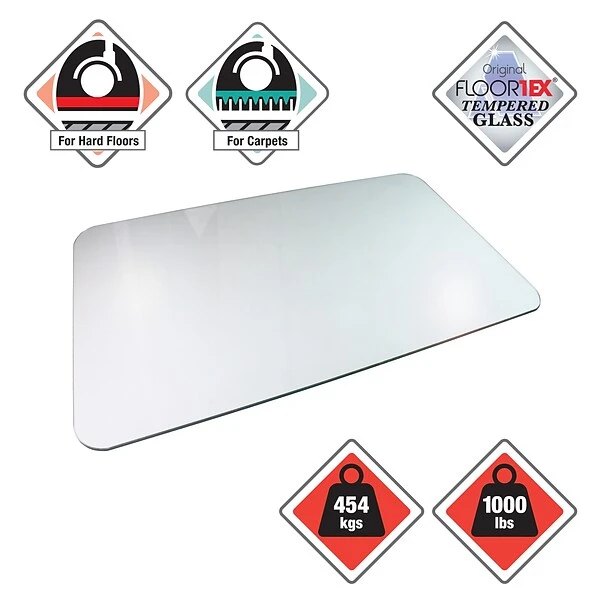 Floortex® Glaciermat® Heavy Duty 36" X 48" Rectangular Chair Mat For Hard Floors & Carpets, Tempered Glass (FC123648EG) 2 Floortex® Glaciermat® Heavy Duty 36" X 48" Rectangular Chair Mat For Hard Floors & Carpets, Tempered Glass (FC123648EG) - Image 2