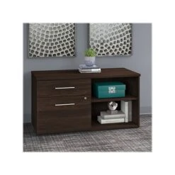 Bush Business Furniture Office 500 23.2" Storage Cabinet With 2 Shelves, Black Walnut (OFS145BW)