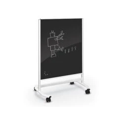 MooreCo Visionary Move Colors Glass Mobile Dry-Erase Whiteboard, Steel Frame, 4' X 3' (74965-Black)
